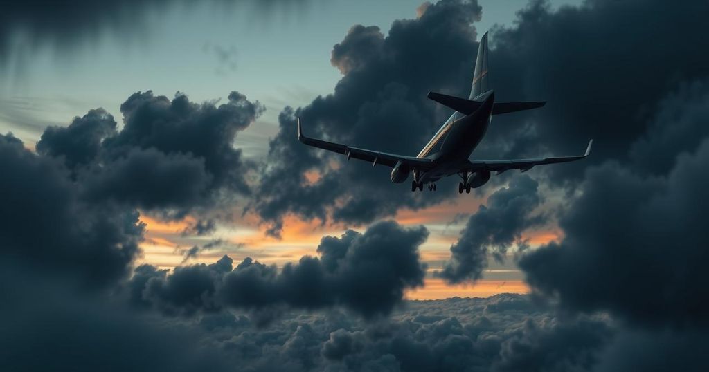 A somber representation of a flight preparing for departure, illustrating themes of justice and controversy.