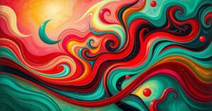 Colorful abstract landscape showcasing the complexity of politics and democracy in Mexico.