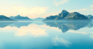 A serene lake in Kazakhstan surrounded by mountains with a peaceful sky, symbolizing loss and remembrance.