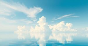 A peaceful landscape with a serene sky and calm waters, symbolizing discussions and diplomacy.
