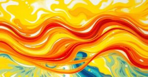 Colorful abstract representation of heat waves and sun, illustrating summer heat.