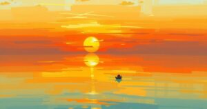 A striking sunset over a neutral landscape, symbolizing peace, tranquility, and diplomatic resolutions.