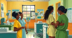 Chinese medical team providing community healthcare services in Maputo, Mozambique, with focus on local support and care.