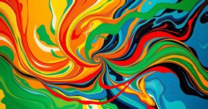 Colorful abstract patterns symbolizing cultural diversity and global connection between India and Paraguay.