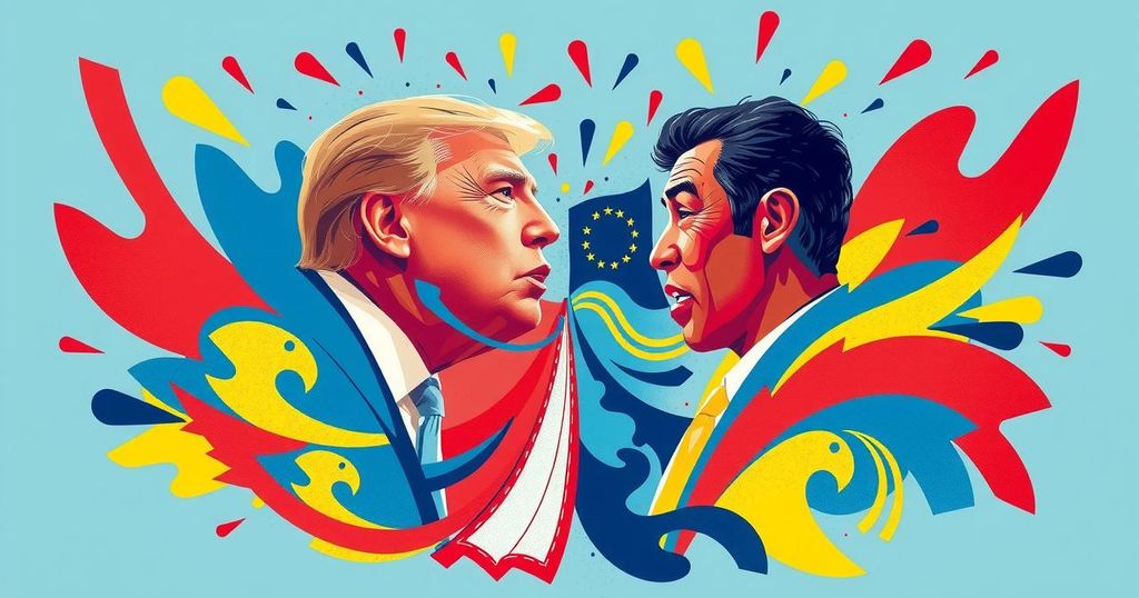 Colorful abstract illustration of a political debate about election dates in Bangladesh.