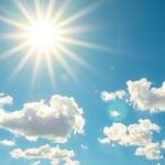 Clear skies with bright sunshine and a vibrant blue backdrop, depicting a hot summer day in the Inland Northwest.