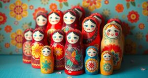 Colorful abstract matryoshka dolls symbolizing unity and diversity.
