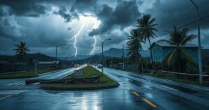 Severe weather in Samoa with heavy rain and strong winds affecting schools and transportation
