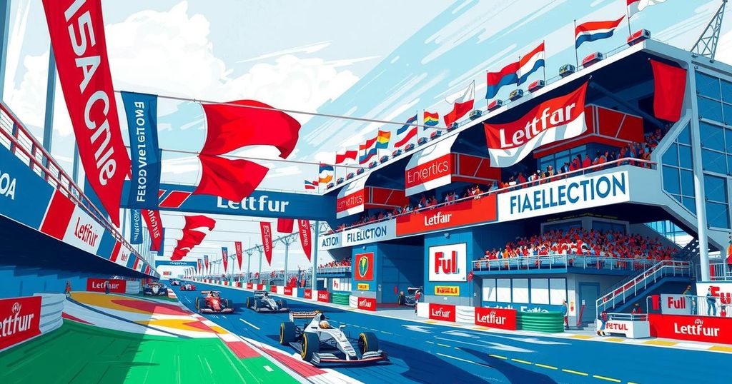 FIA election announcement with motorsport theme and vibrant colors showcasing enthusiasm and competition.
